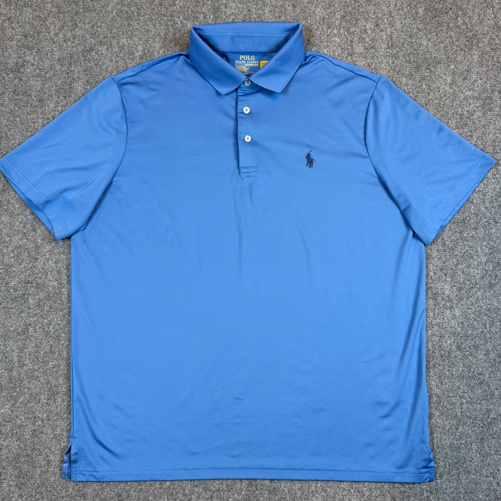Polo Ralph Lauren Performance Mens Large Blue Short Sleeve Polo Shirt Stretch